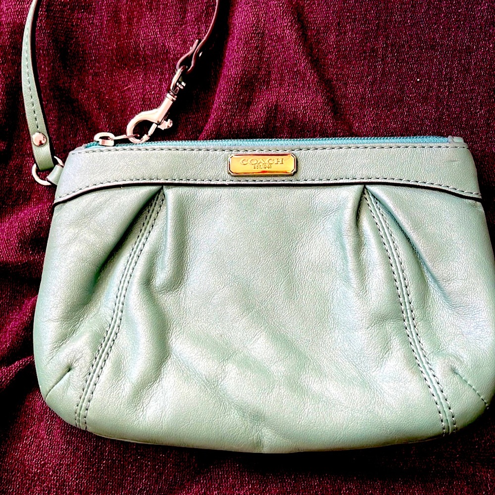 Seafoam green coach purse wristlet